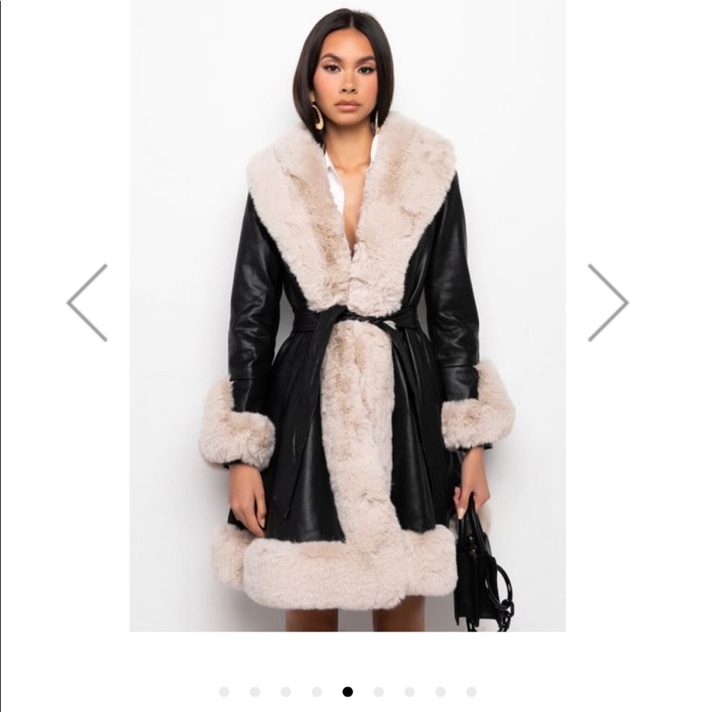 COPY - AZALEA WANG KENZY LONG COAT (faux fur, leather) size M